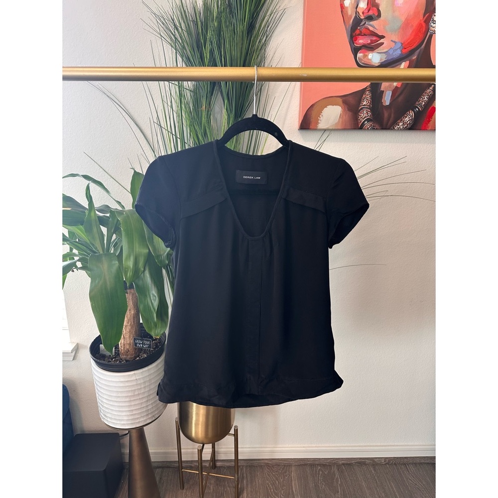 Derek Lam Silk 100% Silk Cap Sleeve U-Neck Blouse - IT Size 38/US 2 - Picture 10 of 11